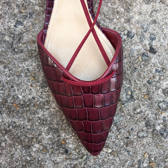Red Wine Ghillie Lace Up D'orsay Leather Flat - Picture 3 of 6